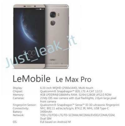 LeTV Le Max Pro, altre specifiche