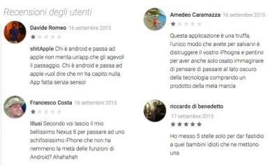 I commenti del popolo Android