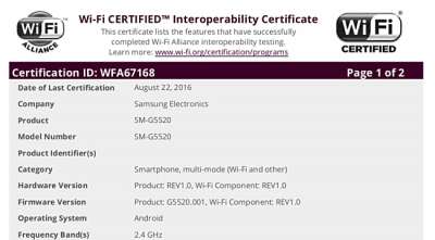 Samsung SM-G5520 - Certificazione WiFi Alliance