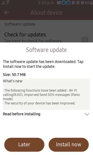 L'update su Samsung Z2