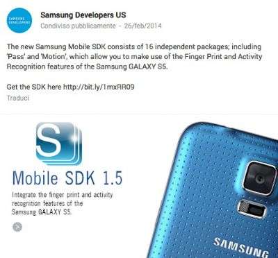 SDK per Samsung Galaxy S5