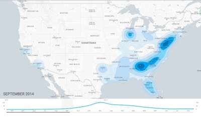 Shopping Insights: mappa di diffusione della ricerca di un prodotto