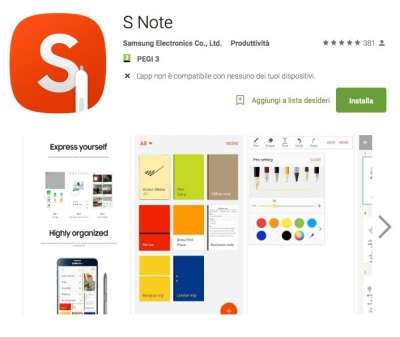 S Note disponibile sul Play Store