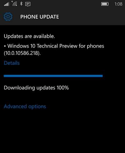 Windows 10 Mobile 10586.218