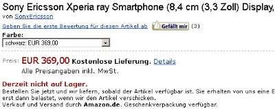 XPERIA Ray su Amazon 