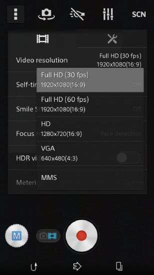 Xperia Sirius: registrazione video 1080p a 60 fps