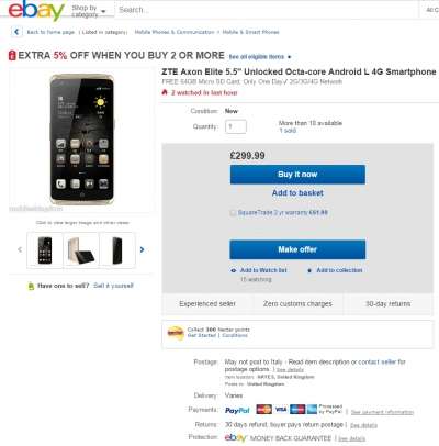 ZTE Axon Elite su eBay